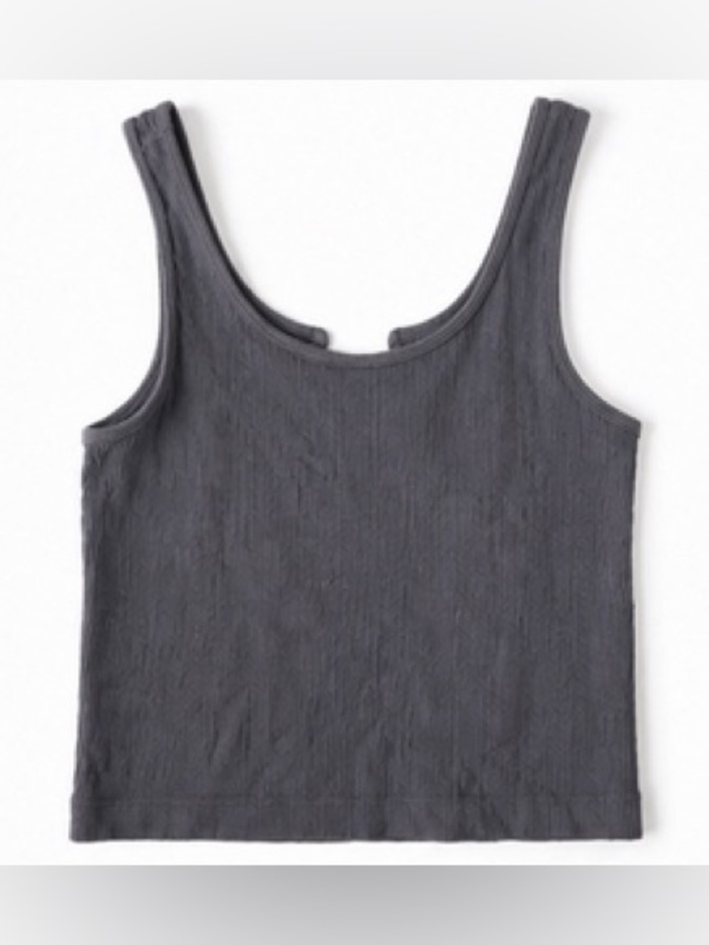 Women’s Gray Ribbed Tank Top with Button Placket - Picture 4 of 4
